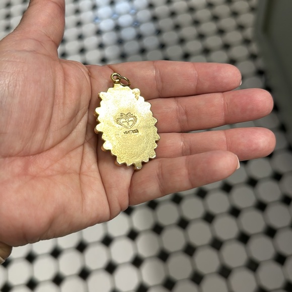 Gold and Blue Oval Pendant - Picture 3 of 4